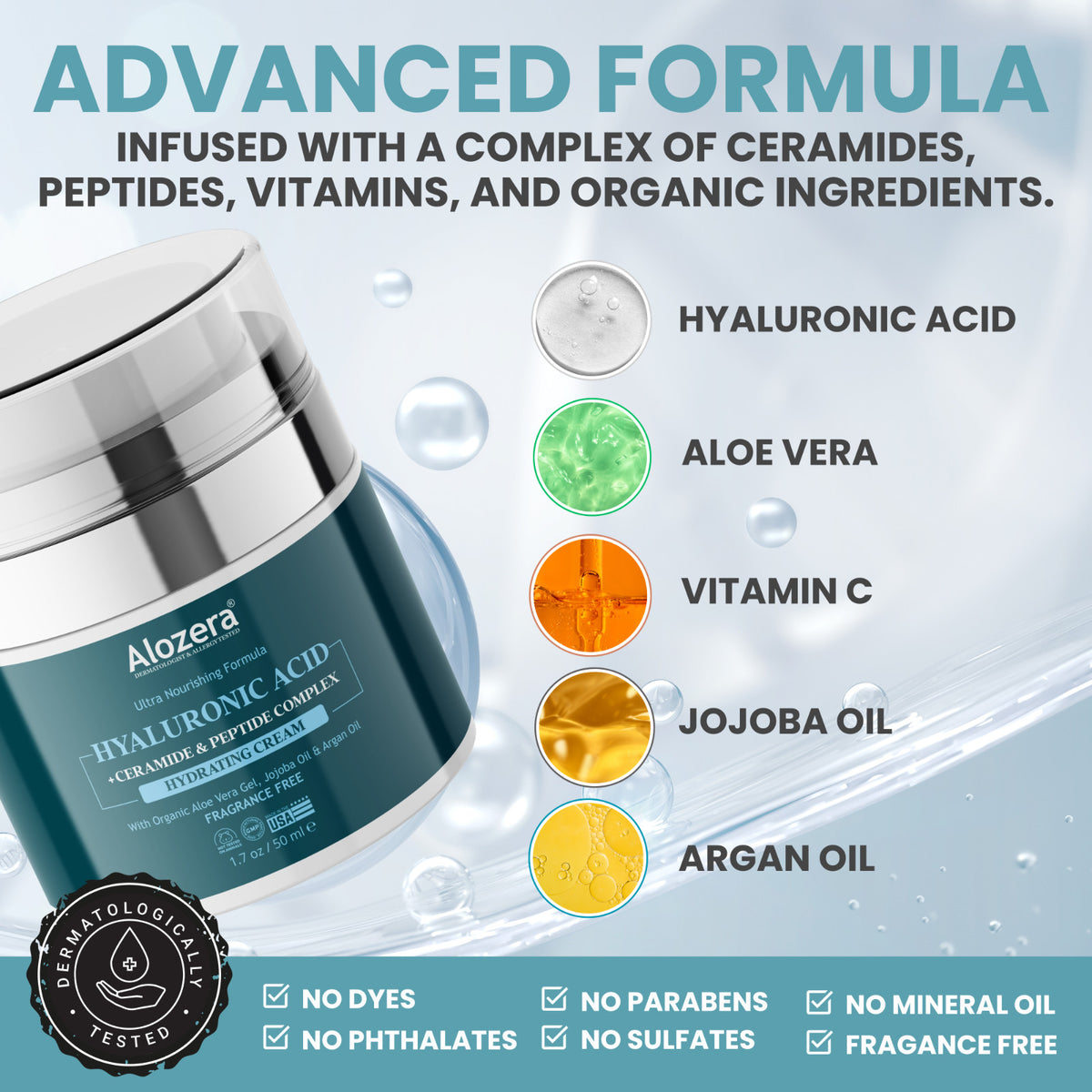 Hyaluronic Acid Face Cream - Anti-Aging Moisturizer, 1.7 oz