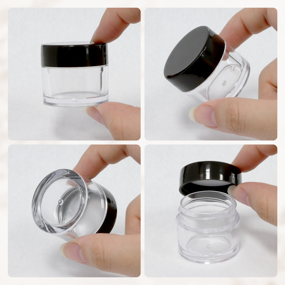 Double-Wall Leak-Proof Acrylic Sample Jars - 7g/7ml, Reusable Storage Containers