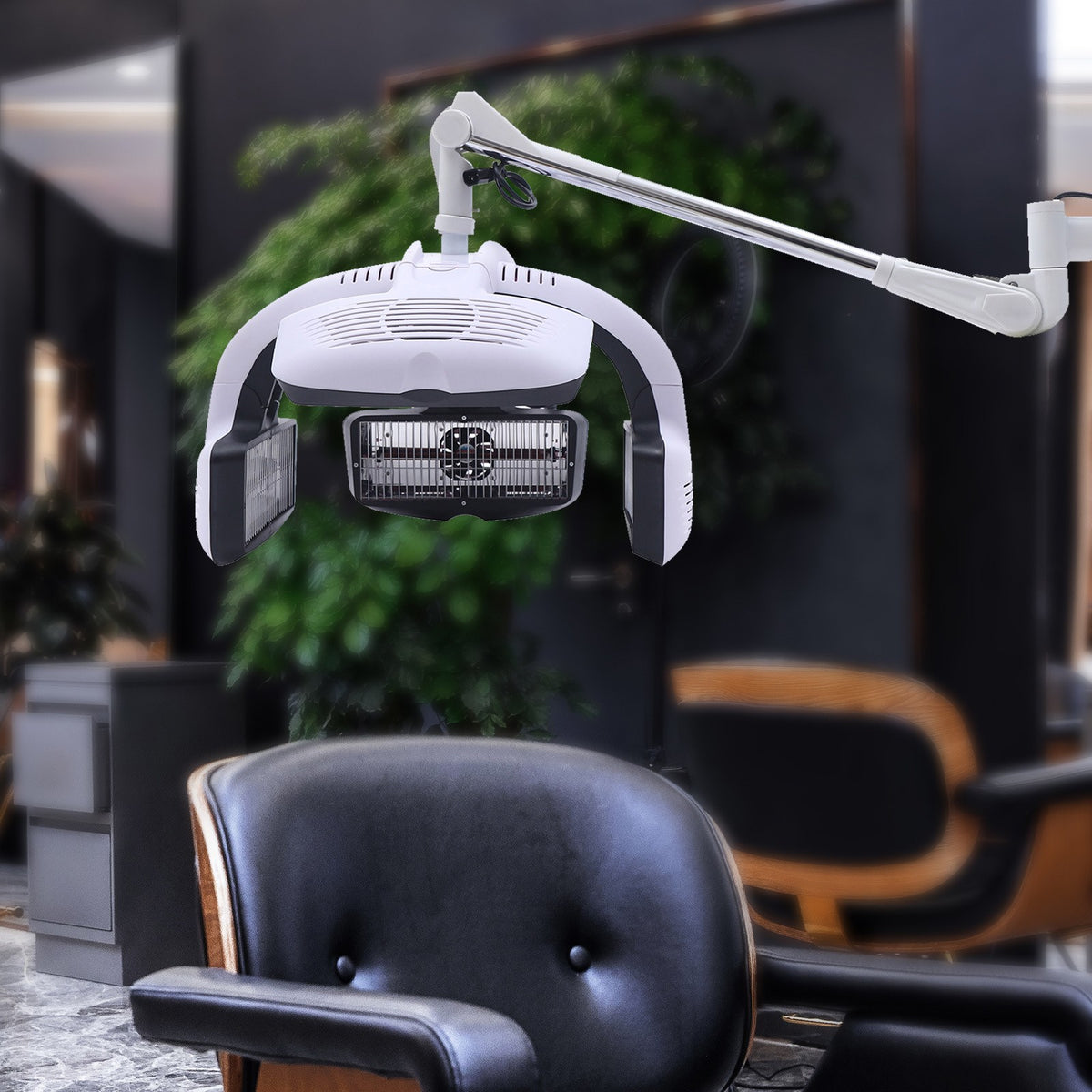 1250W Wall Mount Hair Dryer for Salon, Adjustable Swing Arm, LCD Control