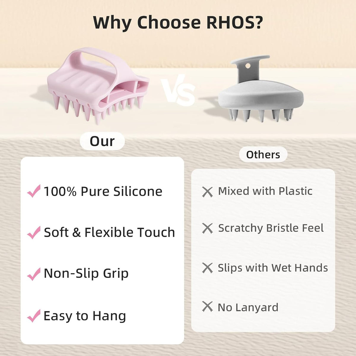 Silicone Scalp Massager & Shampoo Brush for Gentle Hair Cleansing & Dandruff Relief
