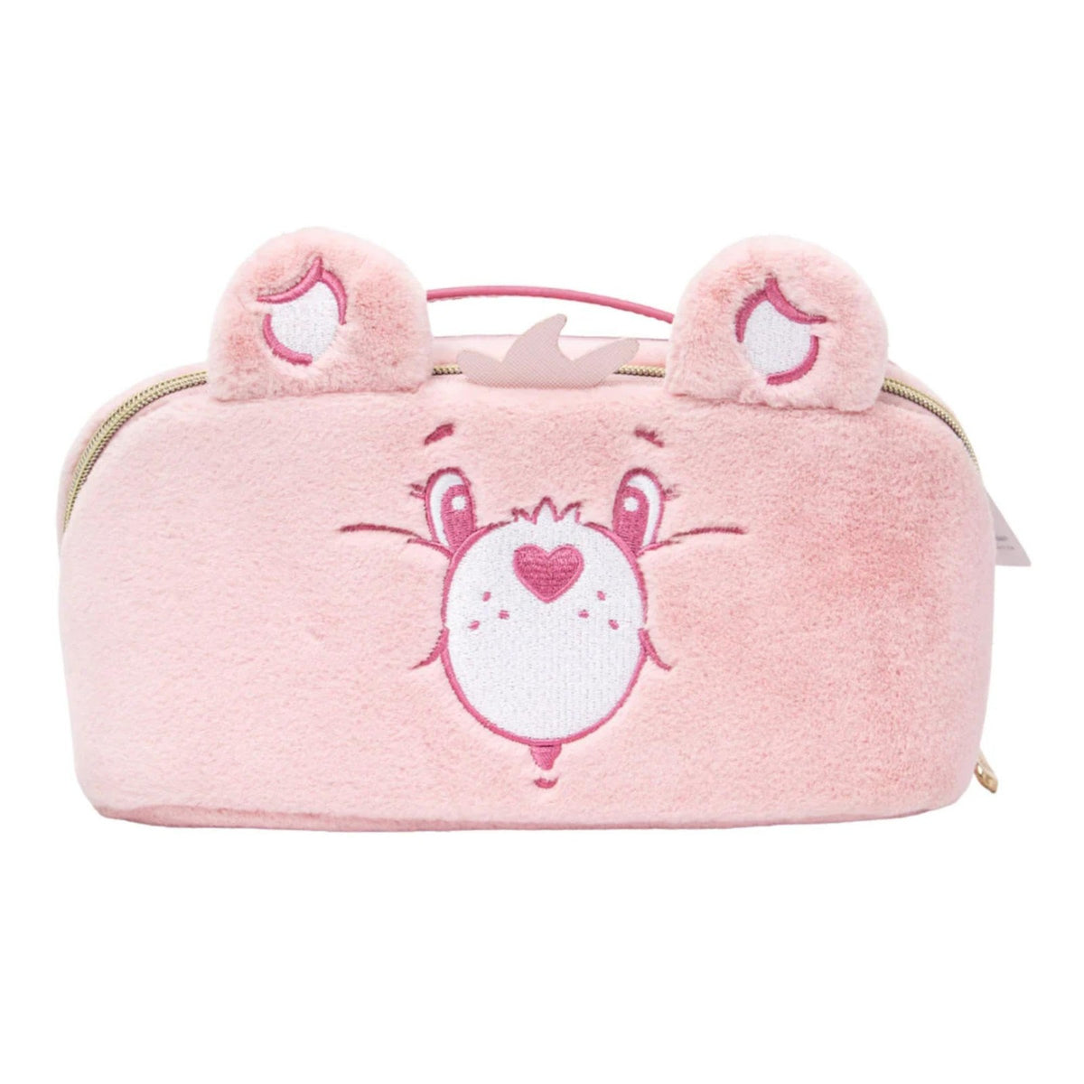 Travel Makeup Bag with Plush Ears & Spacious Organizer - Pink