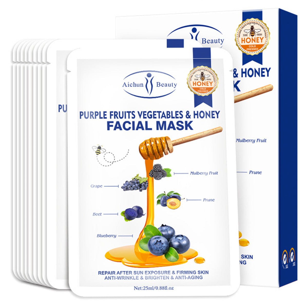 Fruits & Vegetables Honey Facial Mask 25ml x 10pcs