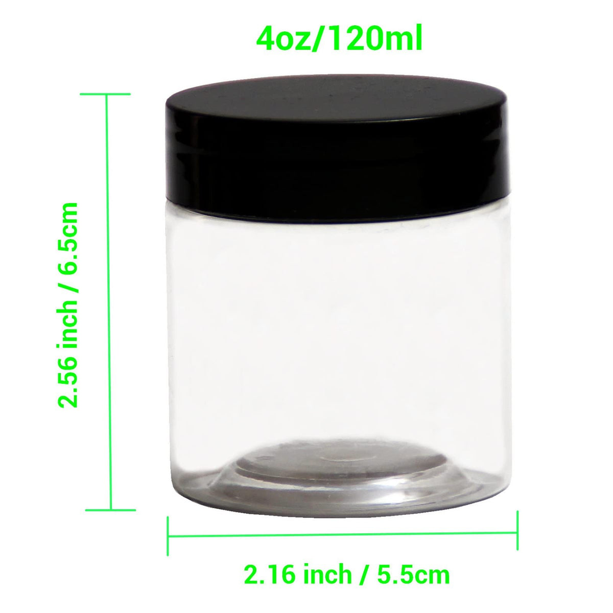 12-Pack 4 oz Plastic Jars with Wide Mouth & Black Lids - Food & Cosmetic Storage Containers