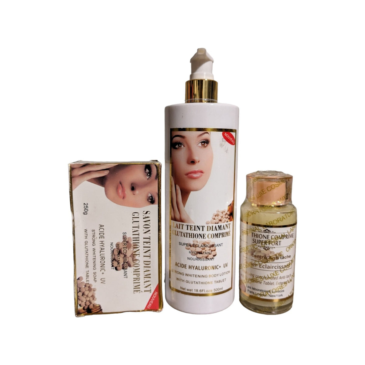 Glutathione Skin Whitening Lotion Set with Soap & Serum - 100ml