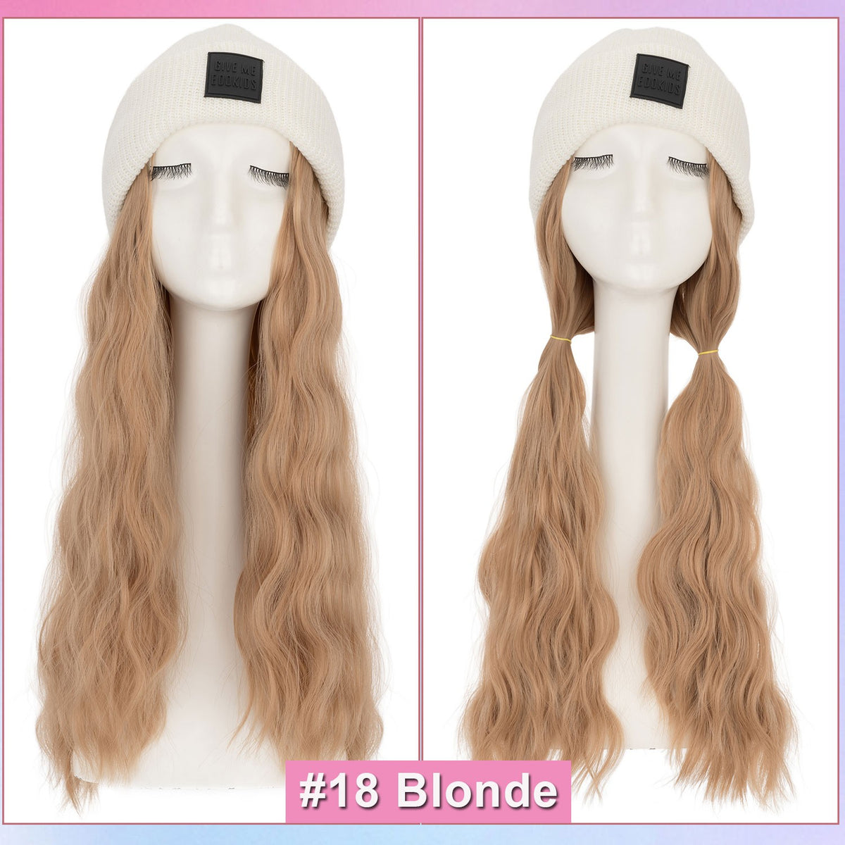 Winter Knitted Beanie Wig with Long Wavy Synthetic Hair - One Size Fits All