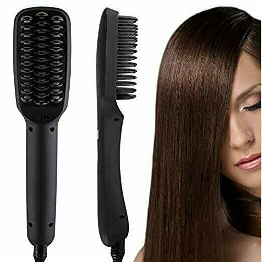 2-in-1 Electric Hair Straightener Brush for Fast & Natural Styling
