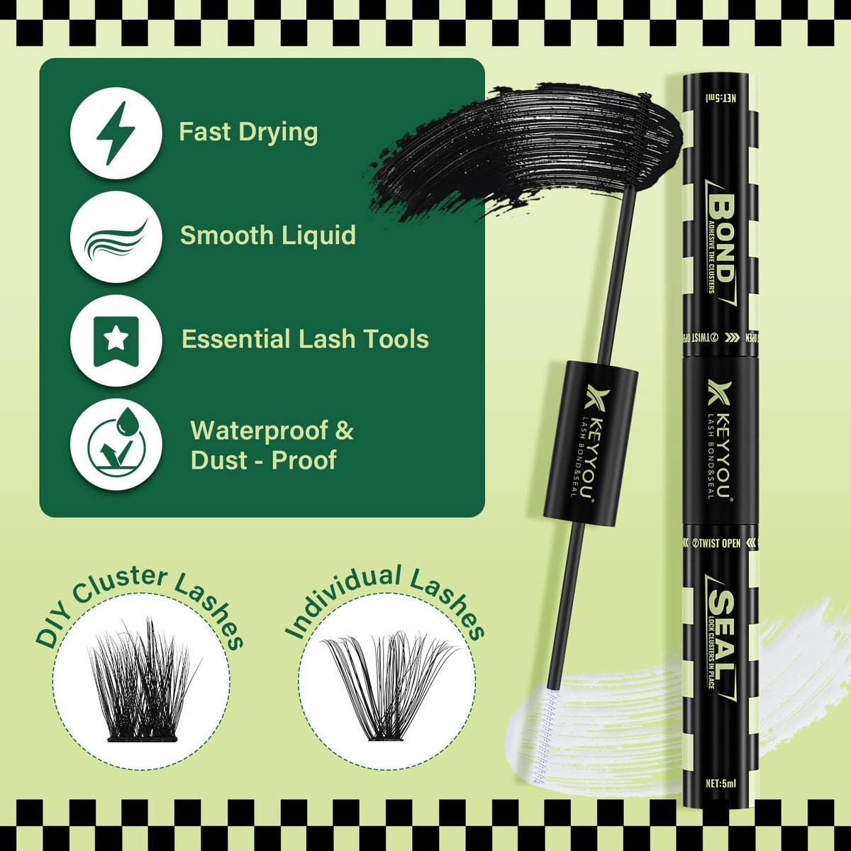 Lash Bond and Seal Black Glue 10ml – 2-in-1 Lash Adhesive, Latex‑Free