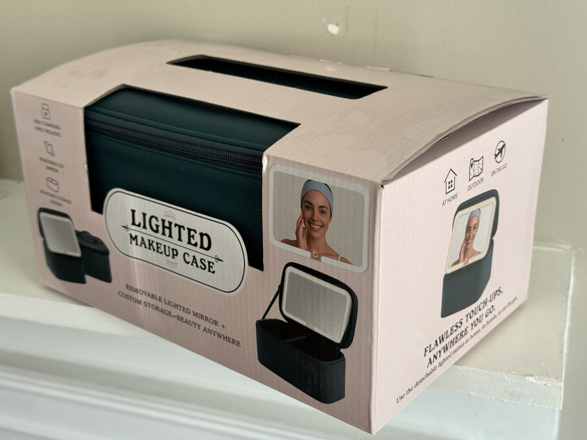 Lighted Makeup Case with USB-C Charging & LED Mirror - Portable Travel Vanity
