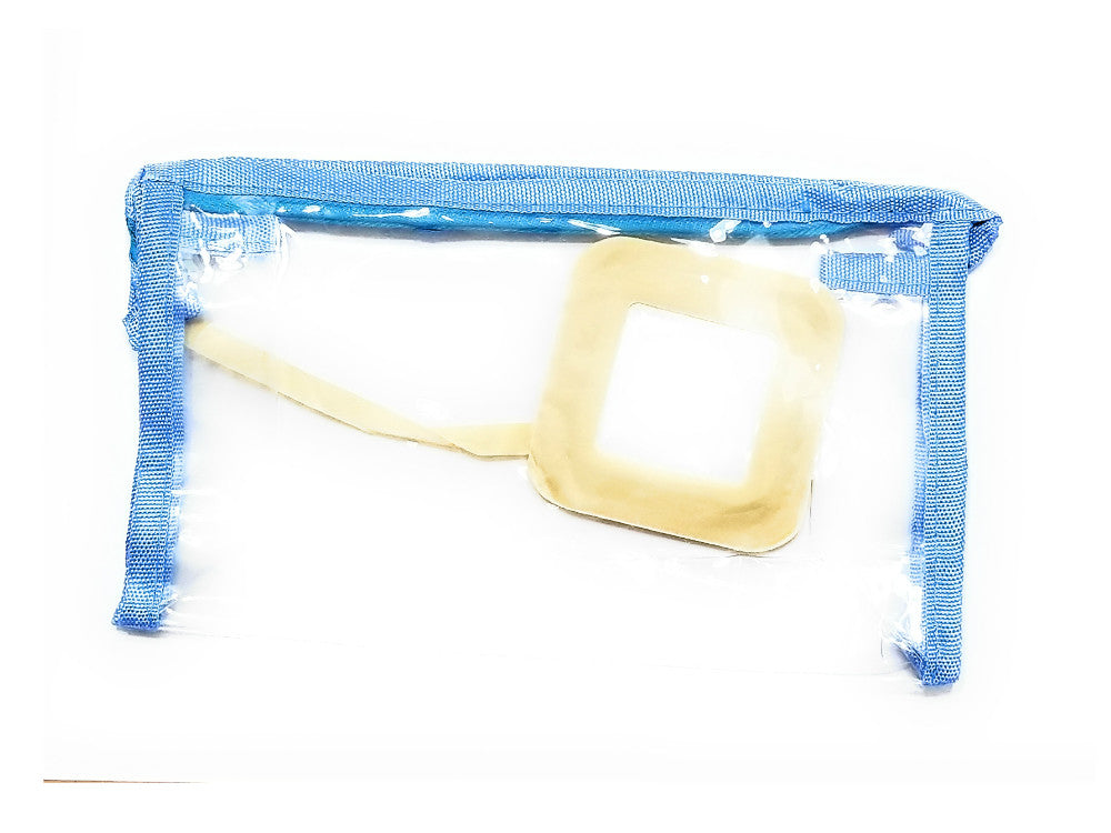 See-Through Zipper Cosmetic Bag with Mirror and Colored Trim - 4.5 x 7.75 in