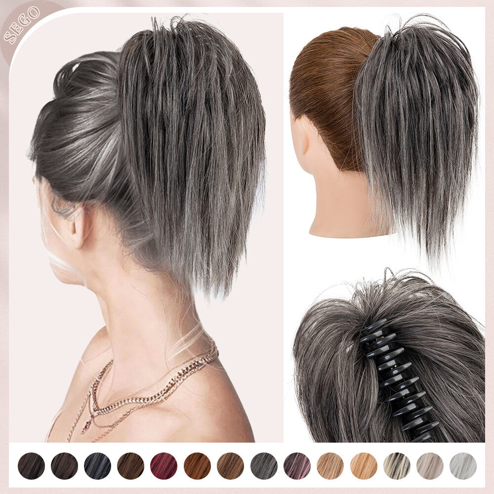 Thick Messy Bun Hair Piece with Scrunchie & Claw Clip - Hair Extensions, Updo Accessory