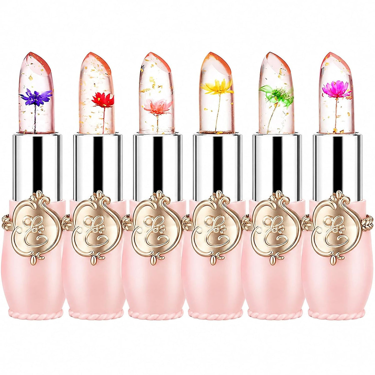 Color Change Lipstick Set - 6PCS Crystal Flower Lip Makeup for Girls