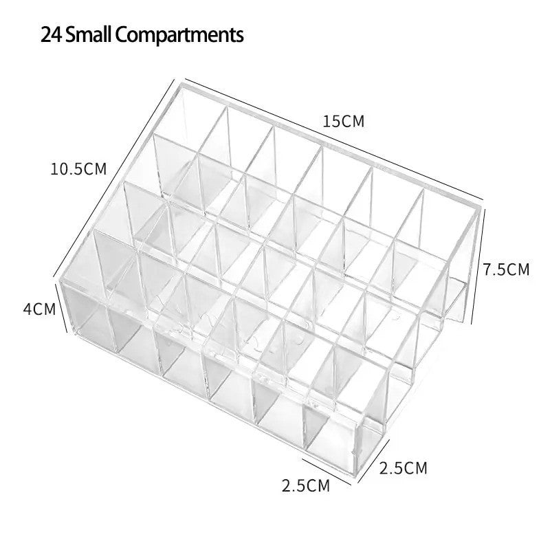 24 Slot Acrylic Lipstick Organizer Makeup Storage Case Stand