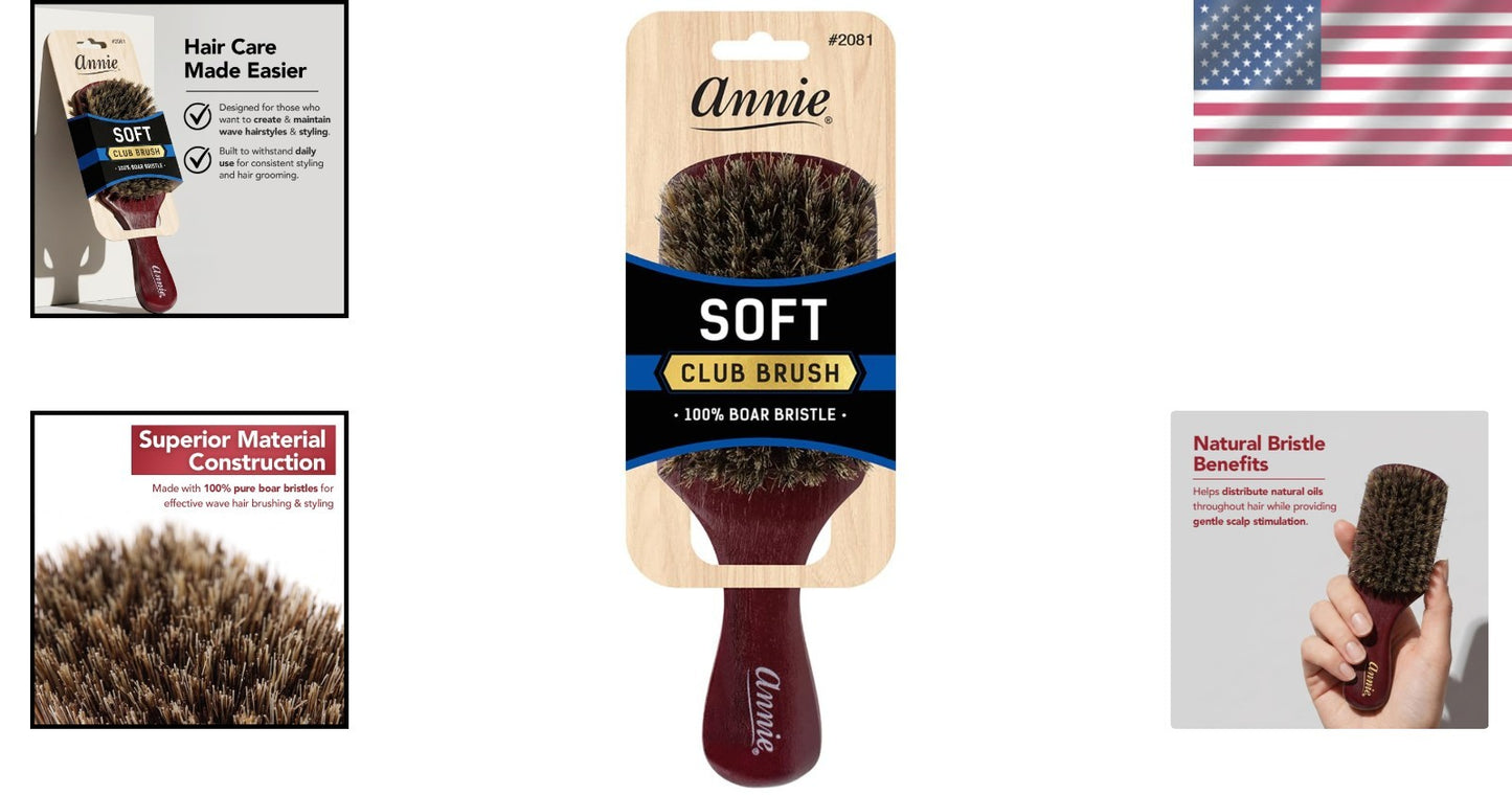 Men's Boar Bristle Wave Hair Brush for Styling & Maintenance