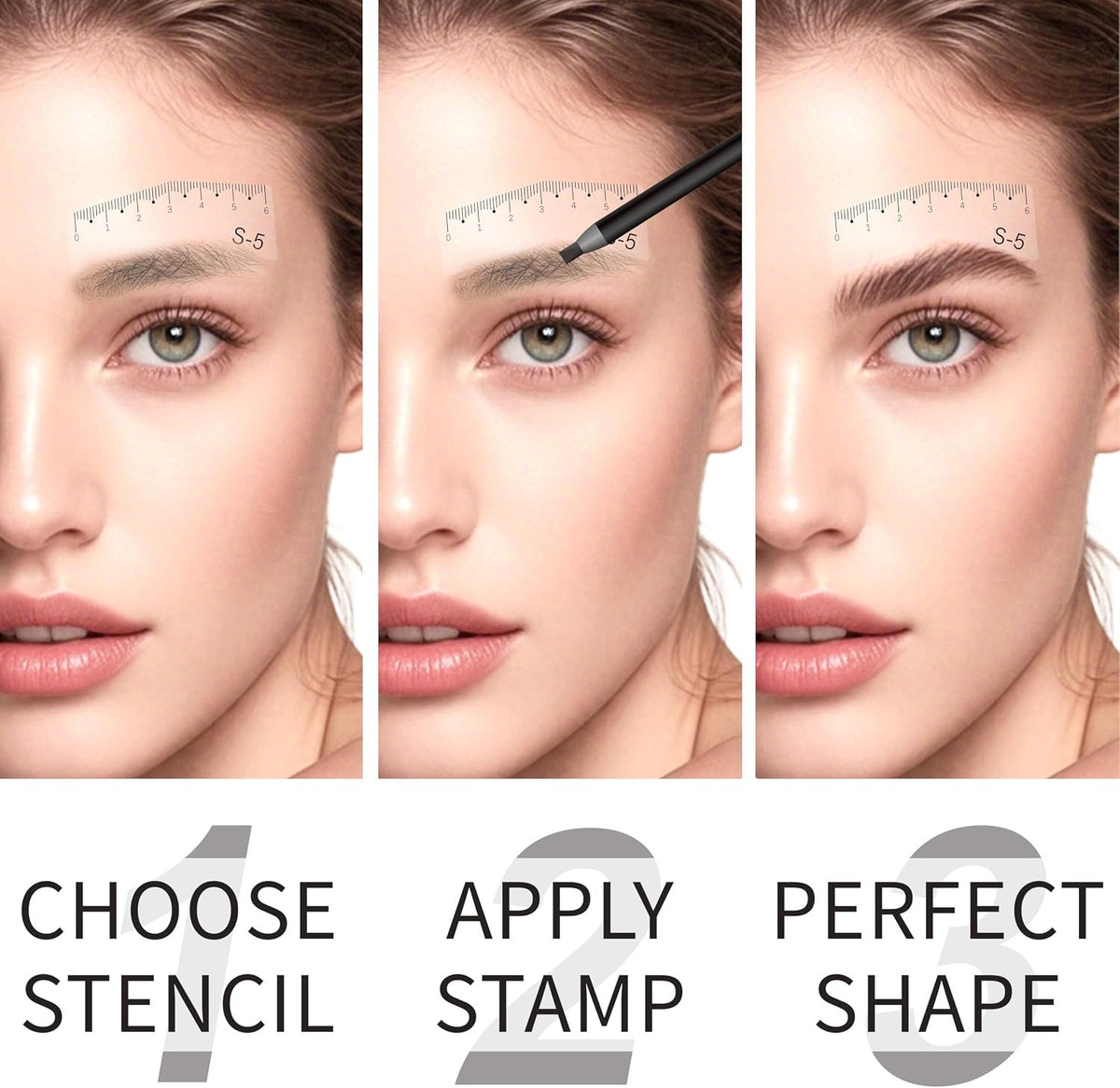 Eyebrow Stencil Ruler Set for Microblading & Makeup - 5 Pairs, Reusable Plastic