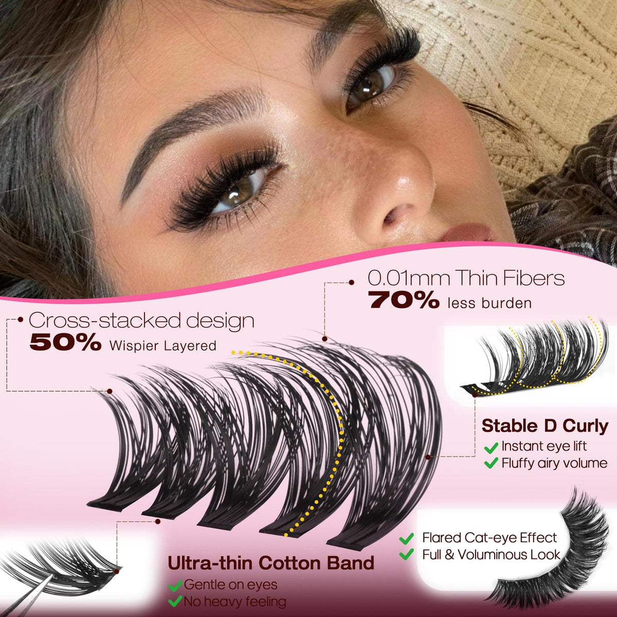 Wispy Lash Clusters Kit - 590pcs Deluxe False Eyelashes Extensions Set