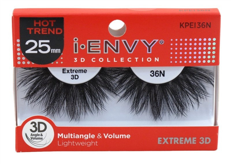 Kiss Envy Extreme 3D Lashes #36N Multi-Angle & Volume 25mm - False Eyelashes