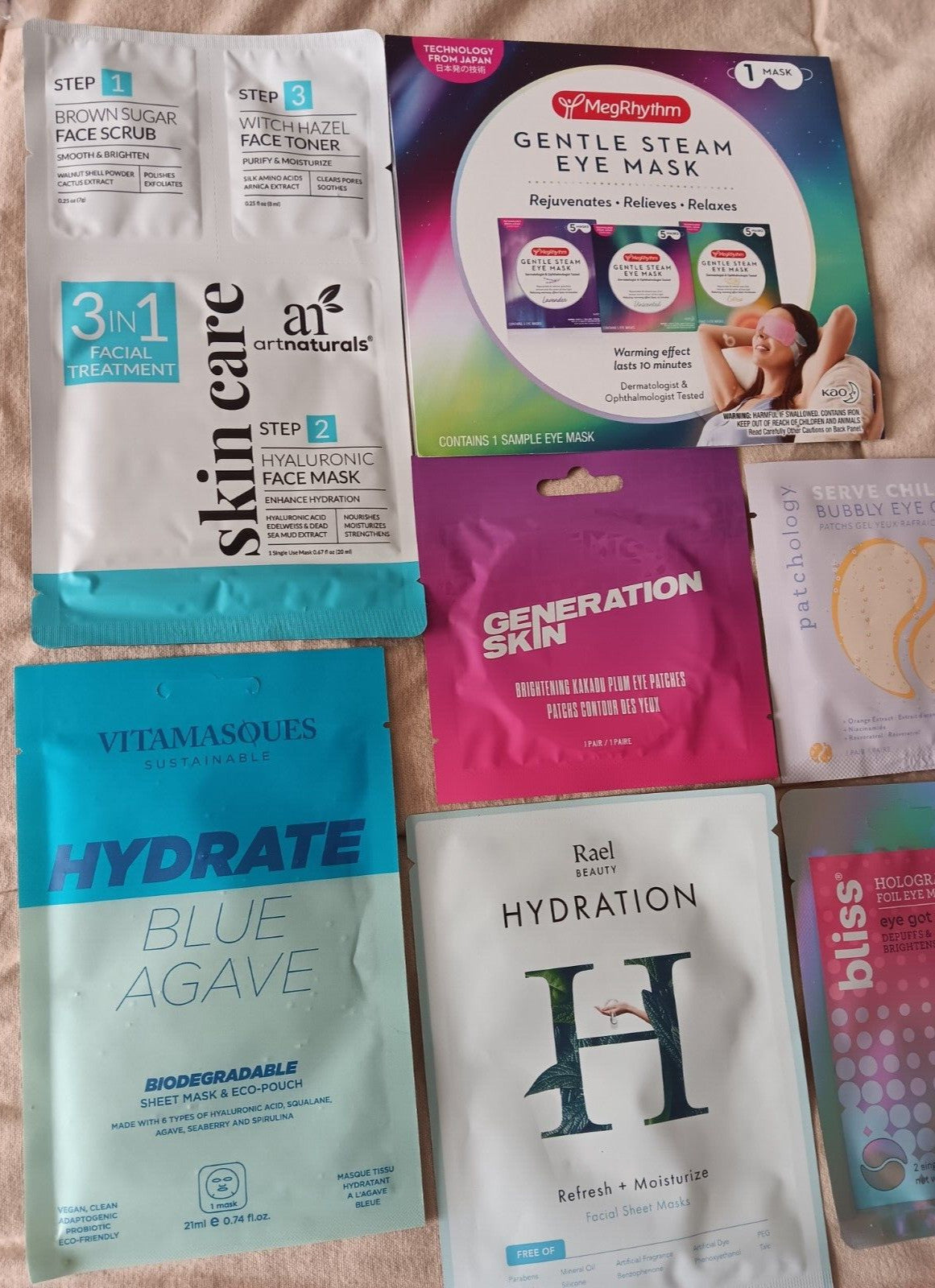 Beauty Face & Eye Masks Gel Scrub Lot - 7 Assorted
