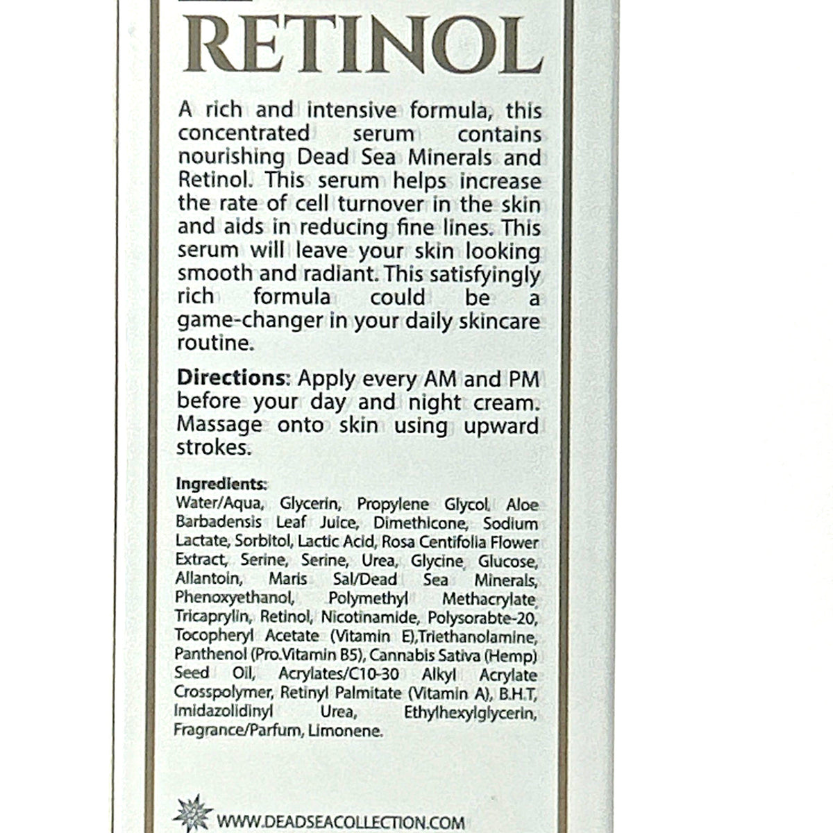 Retinol Facial Serum with Dead Sea Minerals for Anti-Aging & Firming 1.69 oz