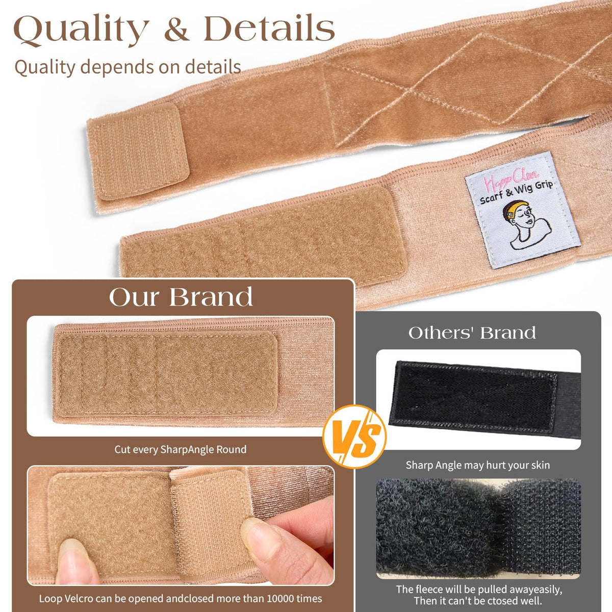 HappClan Wig Grip Band 2 Pack Velvet Non-Slip 1 Count (Pack of 2),