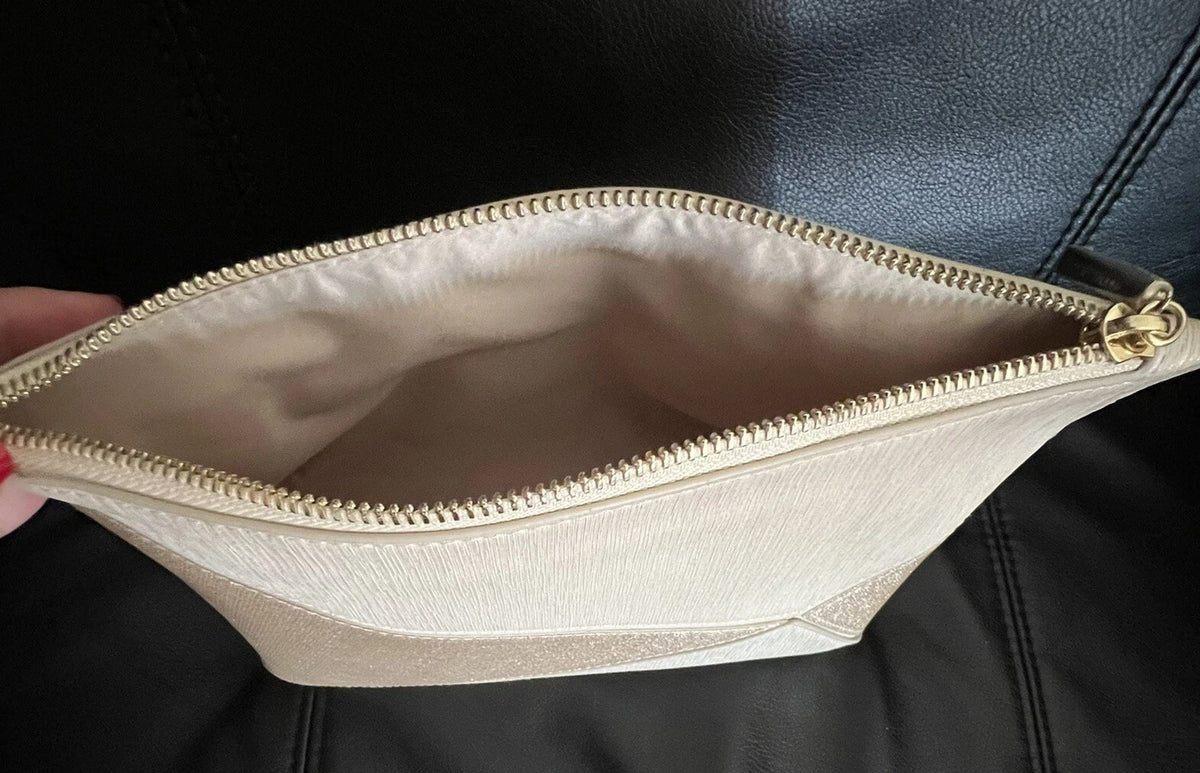 Travel Makeup Bag with Gold Sparkle and Glitter - Cosmetic Case for Cosmetics and Toiletries