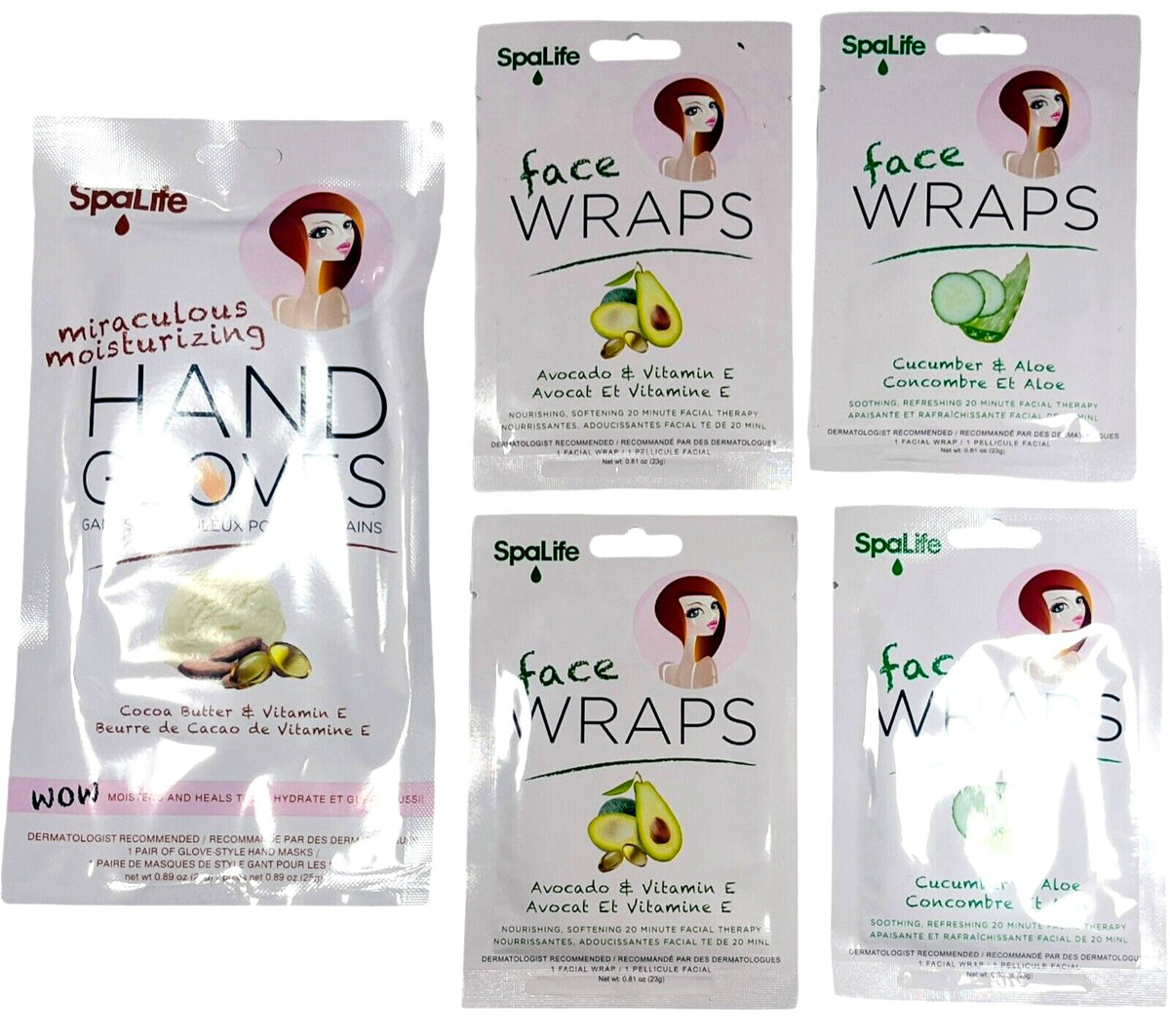 SpaLife Face Wraps & Hand Gloves Set - 5 Pieces