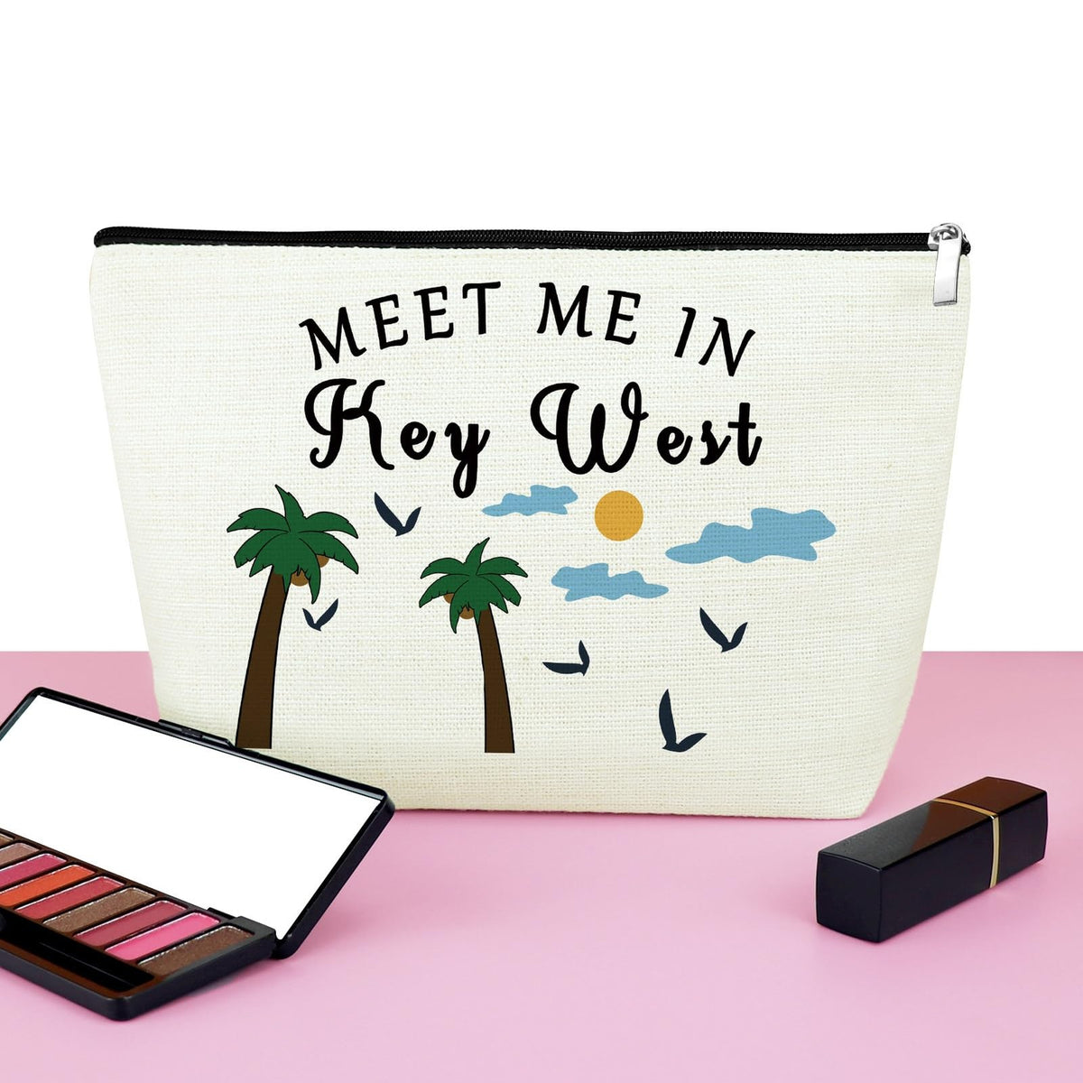Key West Themed Makeup Bag for Women Travel Cosmetic Pouch Gift