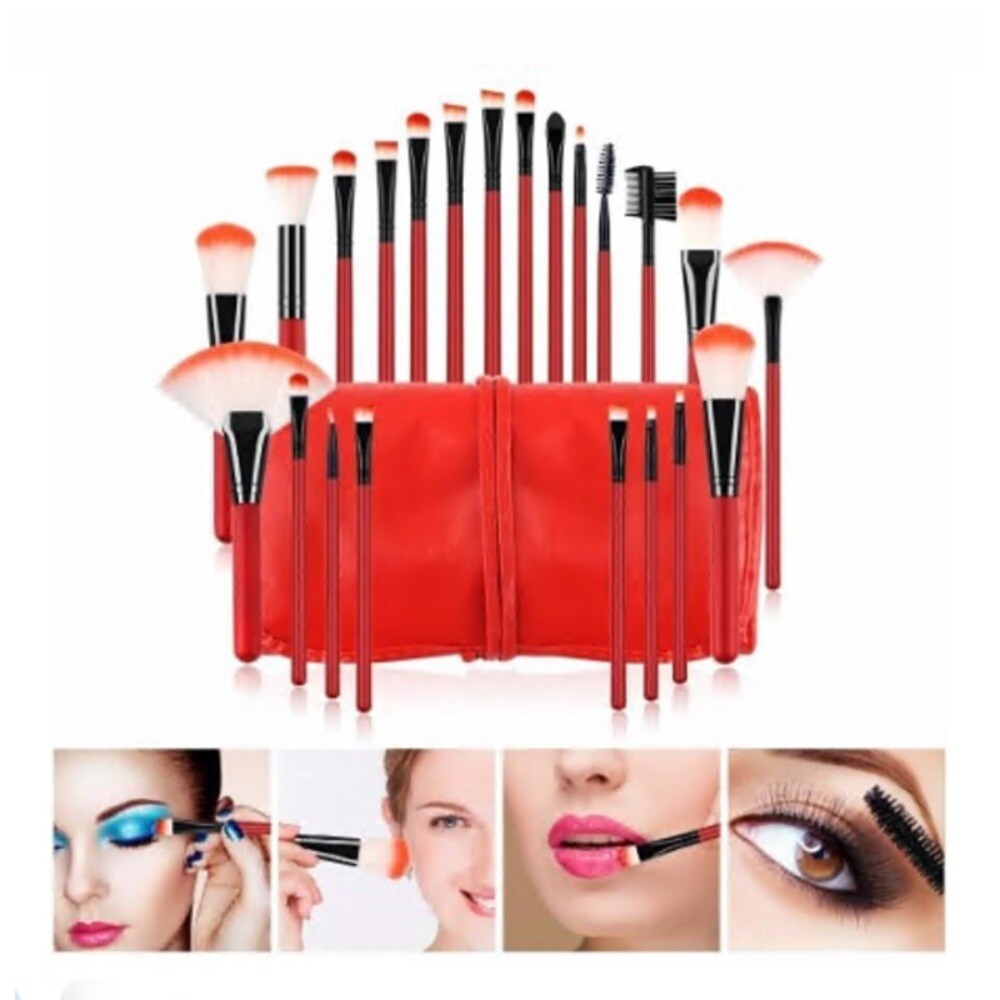 22Pcs Professional Makeup Brush Set with Case - Powder, Foundation, Eyebrow & Blush Brushes
