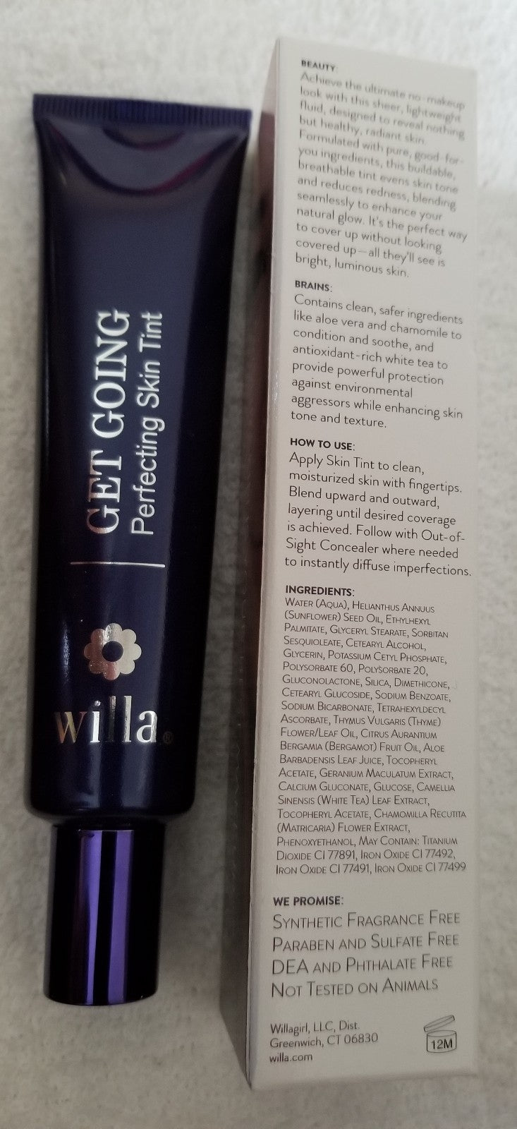 Willa Get Going Perfecting Skin Tint Shade 04 Chestnut, Sheer, 1.3 oz