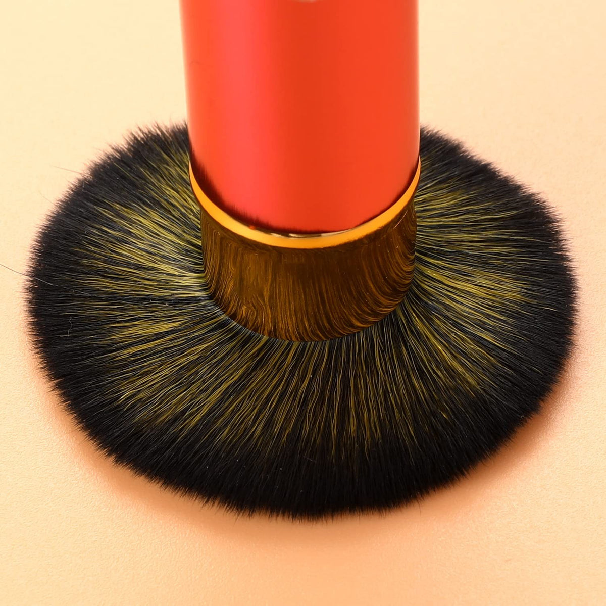 Retractable Makeup Brush Set - 2pcs Portable Kabuki Brushes Black