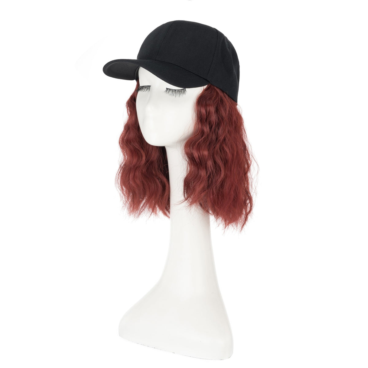 Women Wavy Wig Baseball Cap with Synthetic Hair Adjustable Dad Hat Natural Look