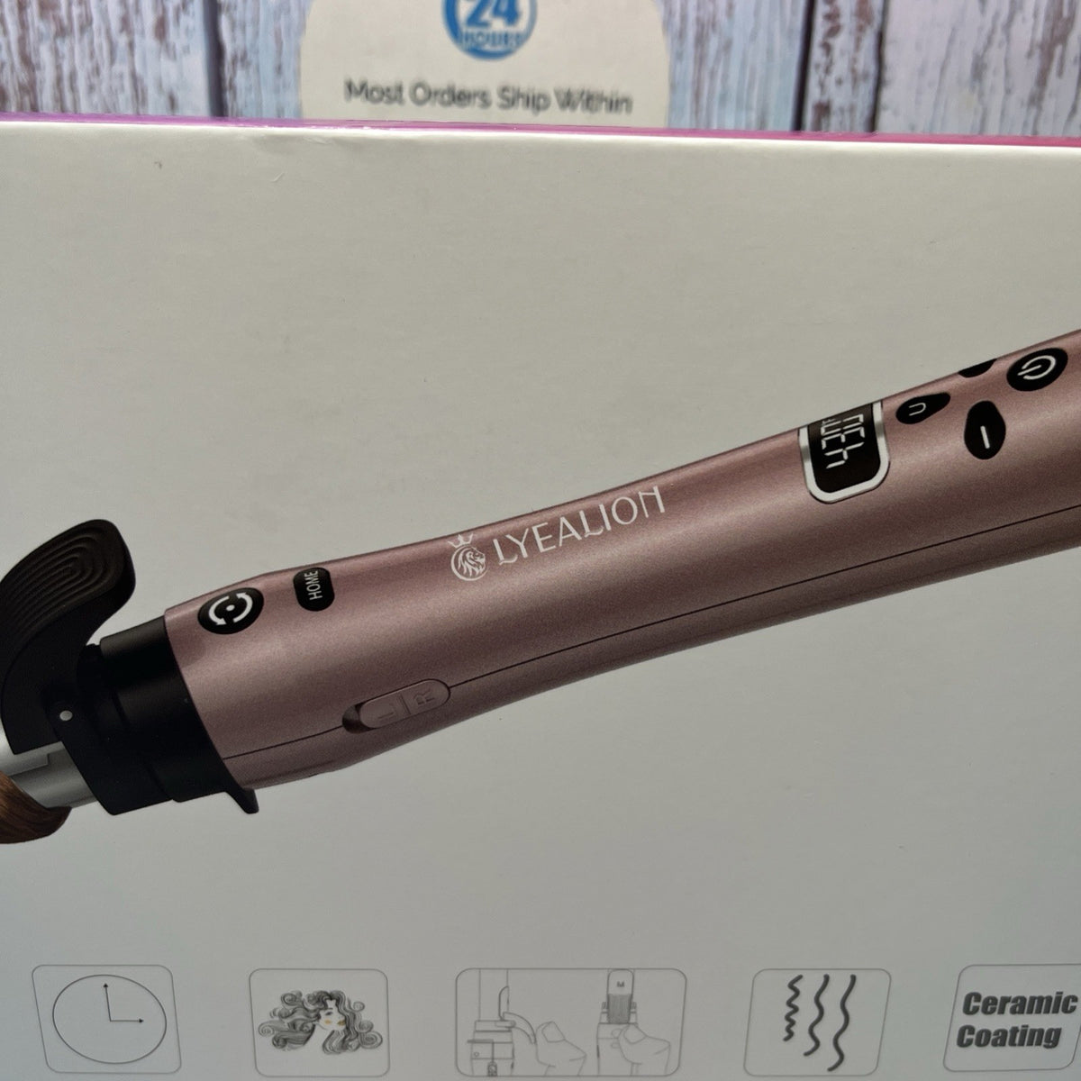 Lyealion 3-in-1 Automatic Hair Curling Iron with Replaceable Barrels - Pink