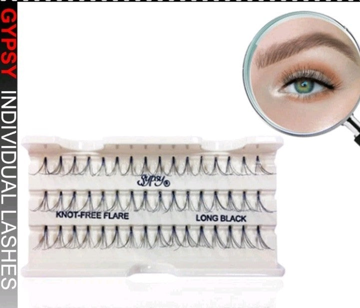 Knot-Free Flare Individual False Eyelashes Black 100 Tray Bulk Pack