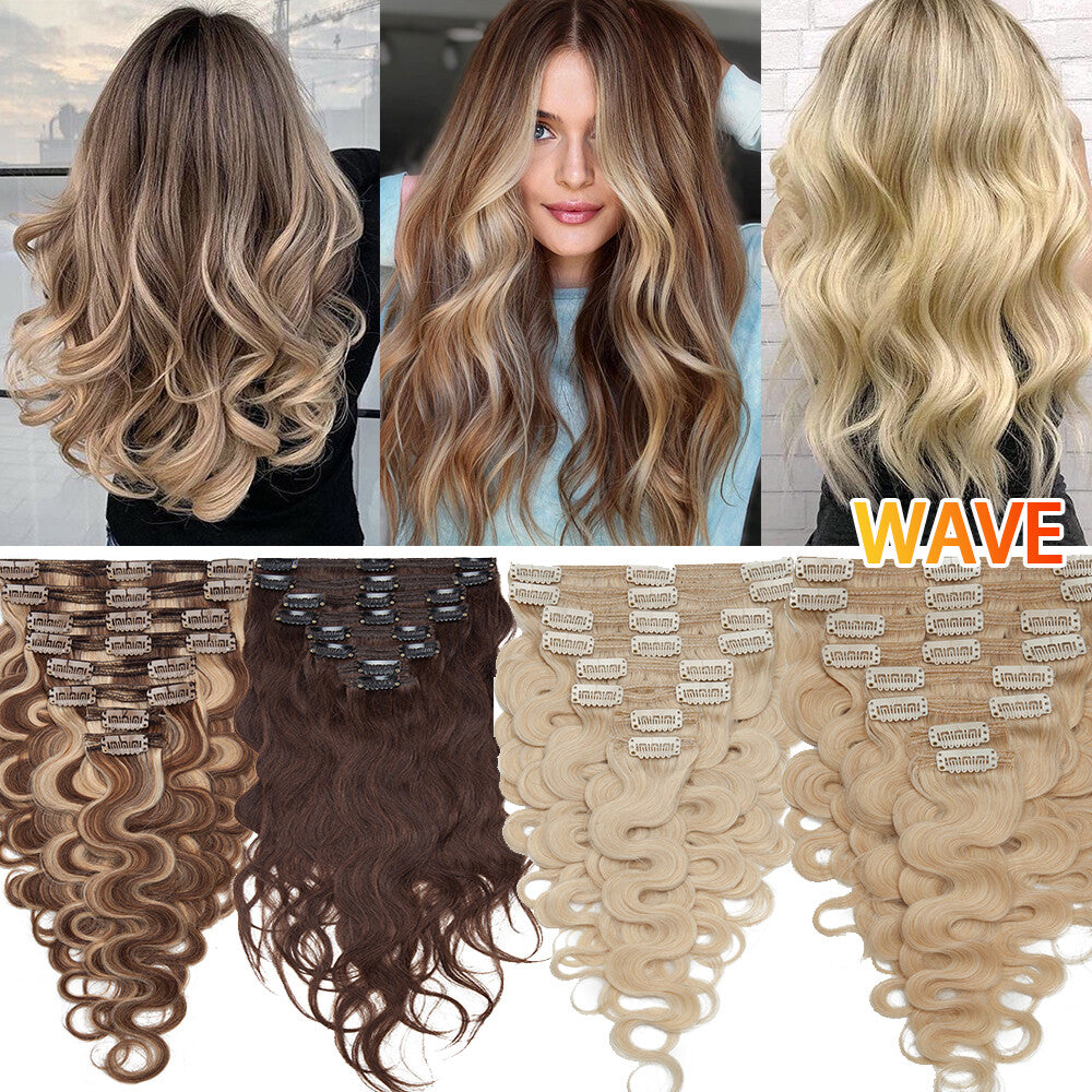 Double Weft Clip-In Human Hair Extensions Full Head - Multiple Colors & Lengths