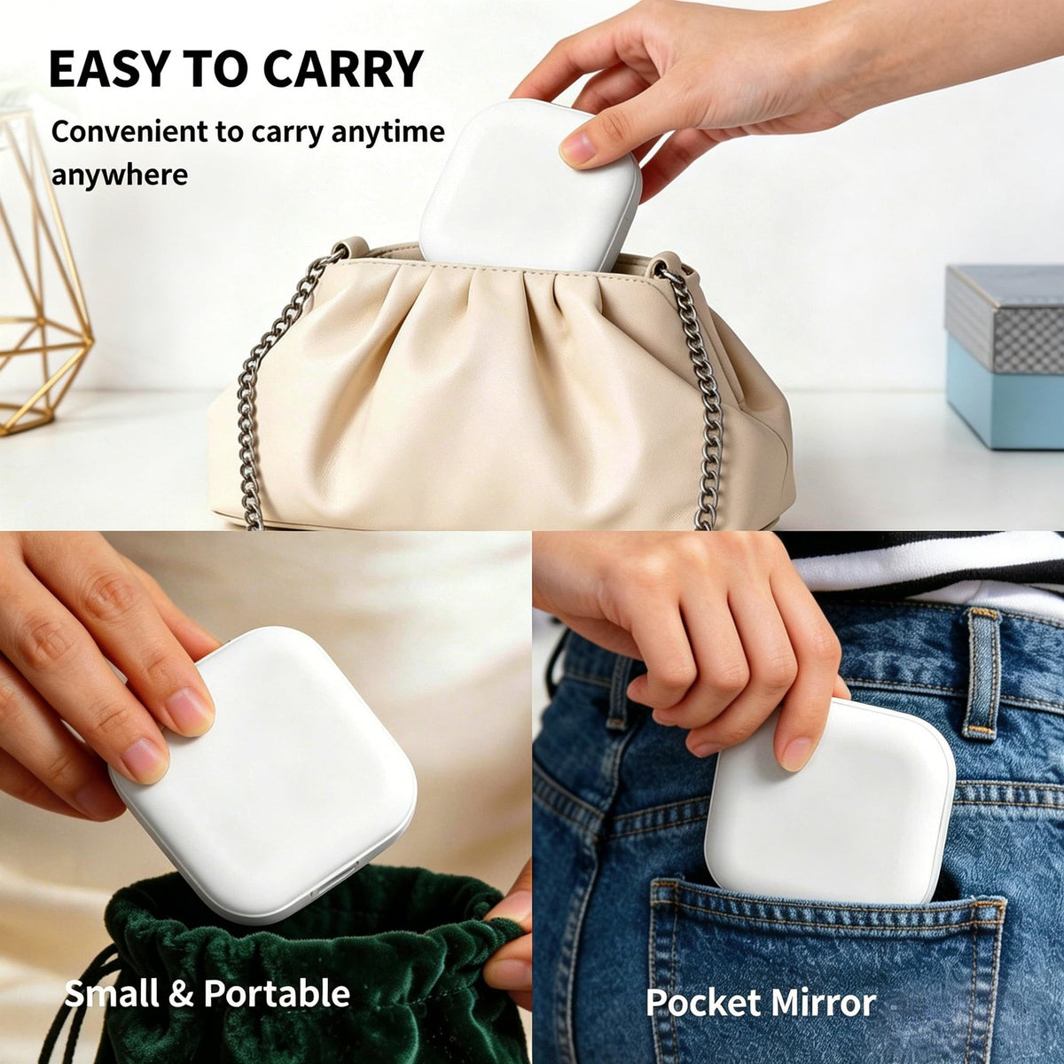 Portable LED Light Up Compact Mirror with 1X & 10X Magnification - Pocket Makeup Mirror