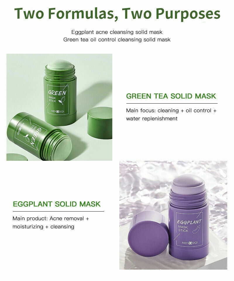 Green Tea & Eggplant Clay Stick Mask – Oil Control & Deep Clean