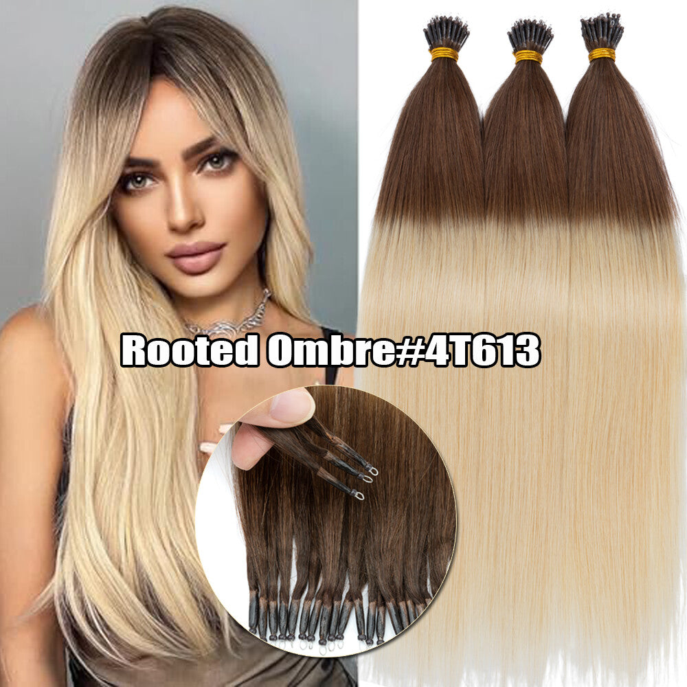 Beads Hair Extensions Nano Bean Remy Micro Loop Link I Tip - Multiple Colors & Lengths