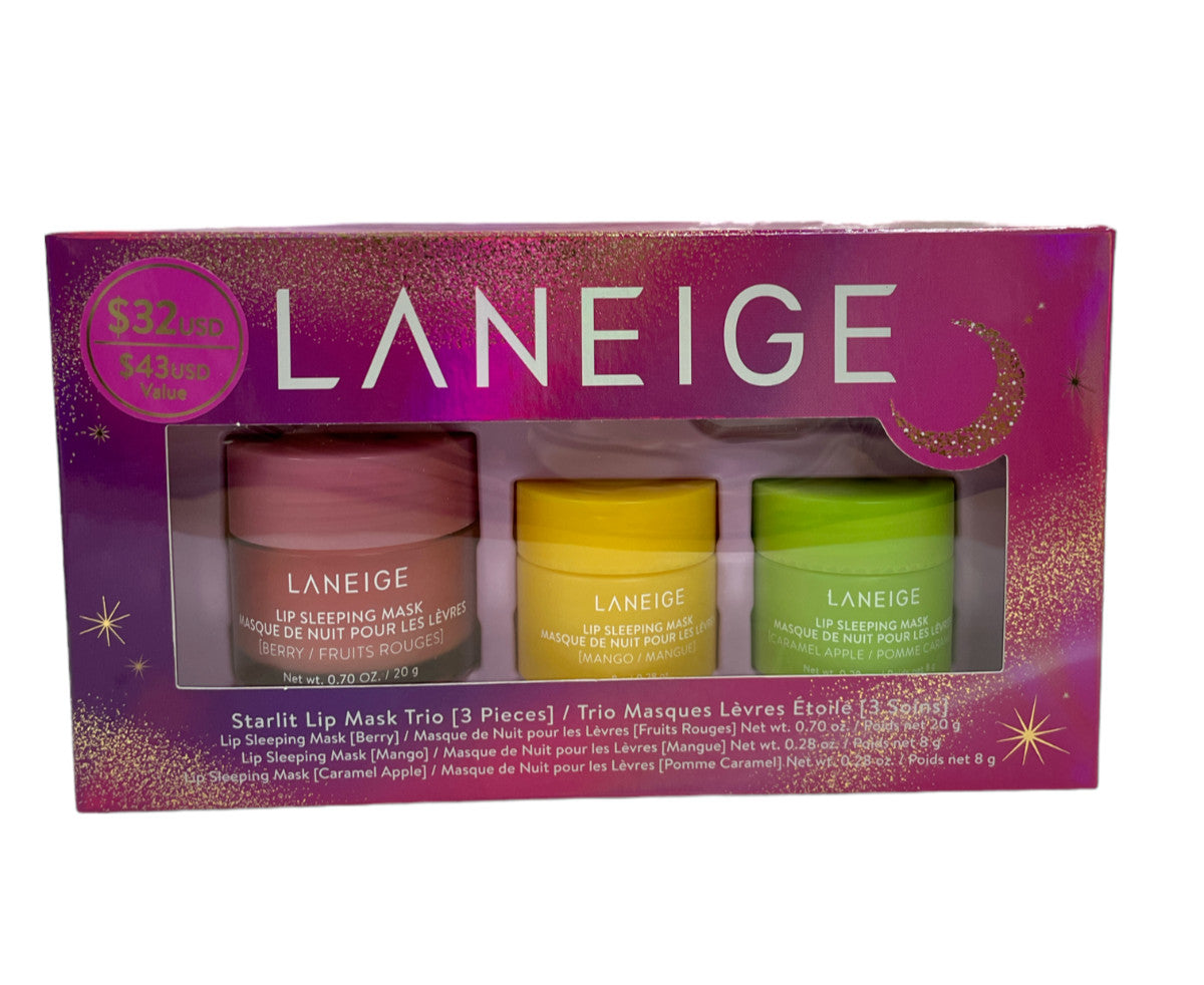 Laneige Lip Mask Trio Set - Berry Mango Caramel Nourishing Lip Treatments