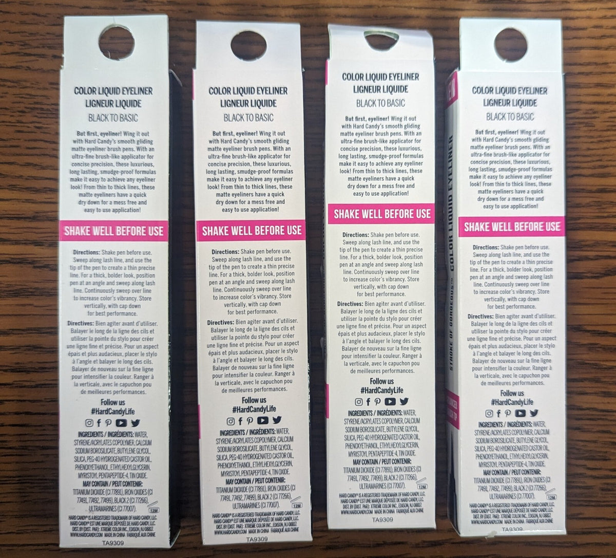Hard Candy Color Liquid Eyeliner Set, 0.014 fl oz Each – 4 Shades Black to Basic