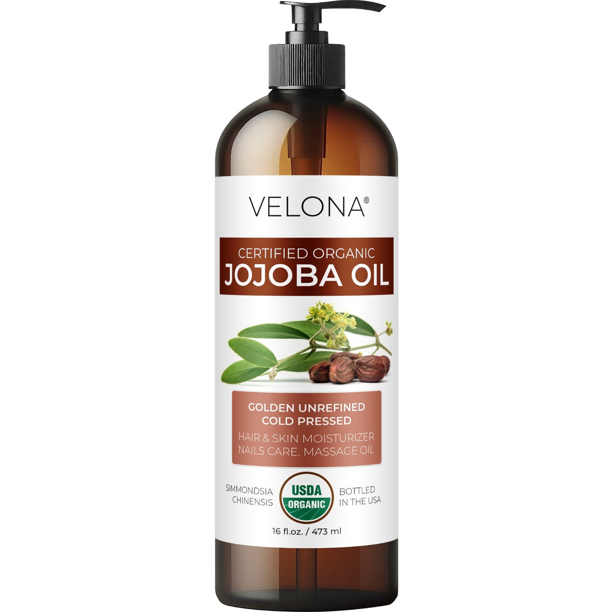 Organic Jojoba Oil - Cold Pressed, Unrefined, 16 Fl Oz - Hydrating Skin & Hair Treatment