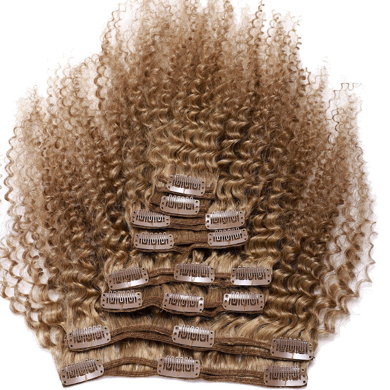 Double Weft Clip-In Afro Kinky Curly Human Hair Extensions Full Head