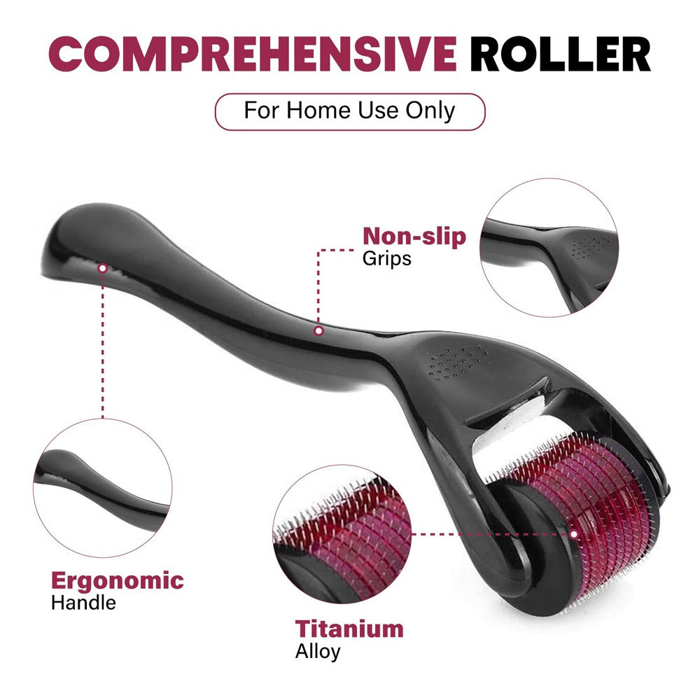3-Piece Microneedle Derma Roller Set with 0.25mm 0.50mm & 1.50mm Needles for Skin & Hair Care