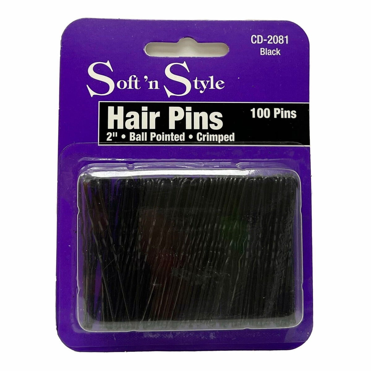 SOFT N STYLE Bobby Pins - 2" Ball Pointed Crimped LOT OF 6