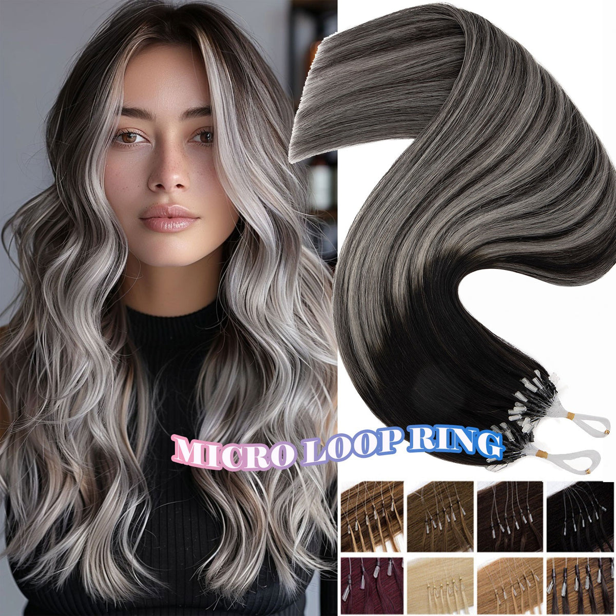 Micro Loop Hair Extensions Beads Link - Russian 100% Remy Human Hair Balayage