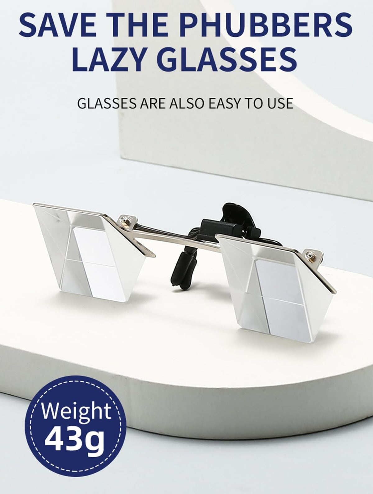 Lazy Glasses 90 Degree Clip-On Reading Glasses for Lying Down - Silver, 3.74 Inches