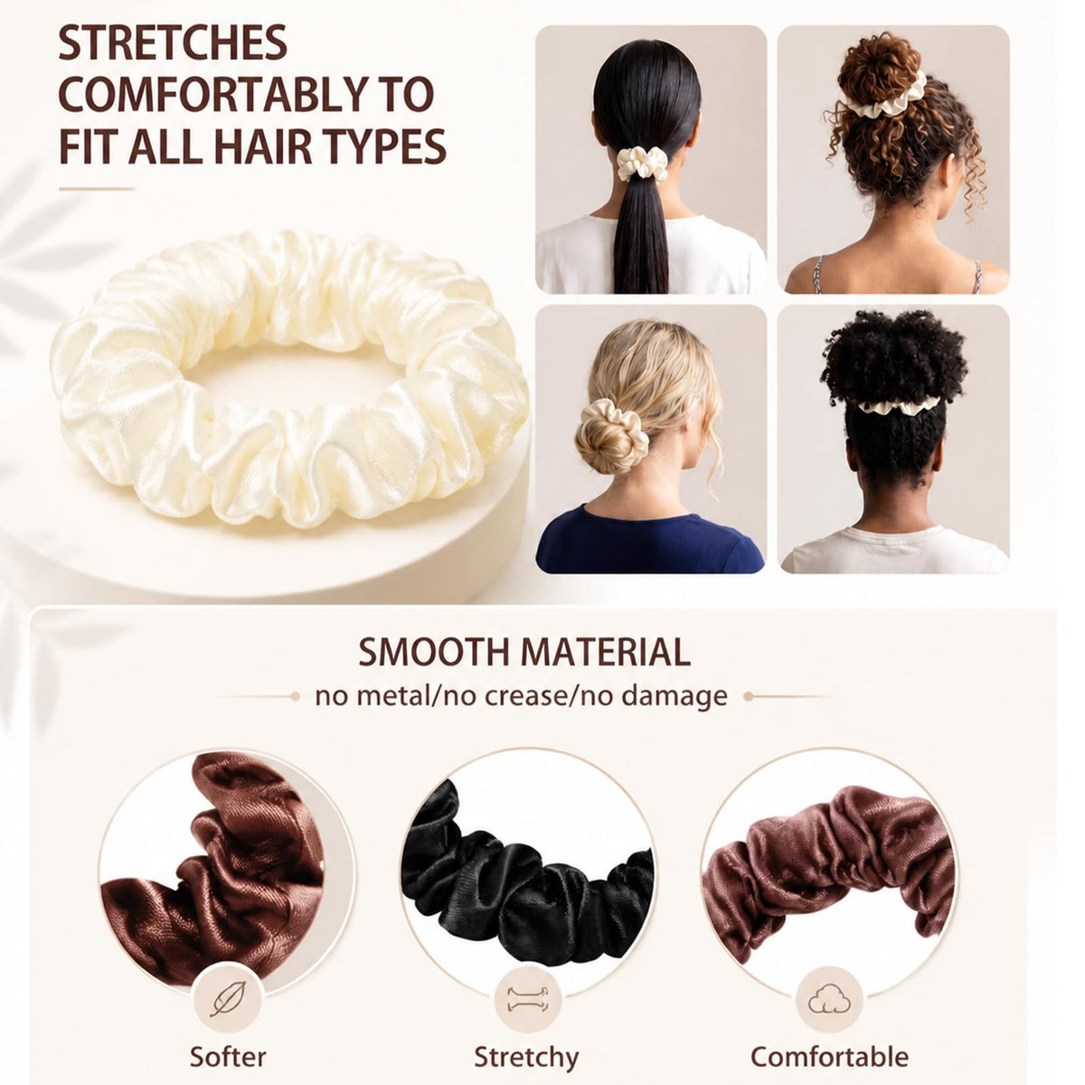 Thiccywoov 45 Pcs Silk Satin Scrunchies Bulk Elastic 1 Count (Pack of