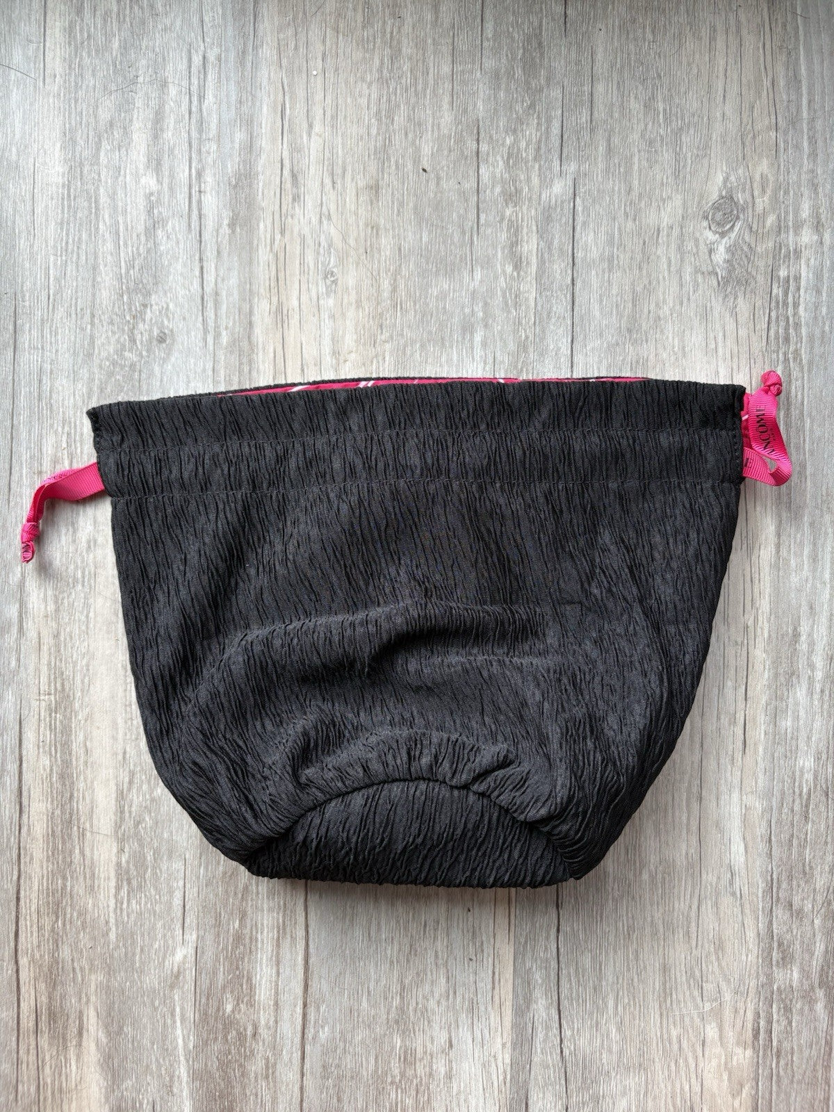 Lancôme Fuchsia & Black Drawstring Makeup Pouch - Cosmetic Bag