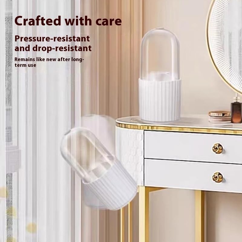Rotating Makeup Brush Organizer with Lid - 360° Spin Storage