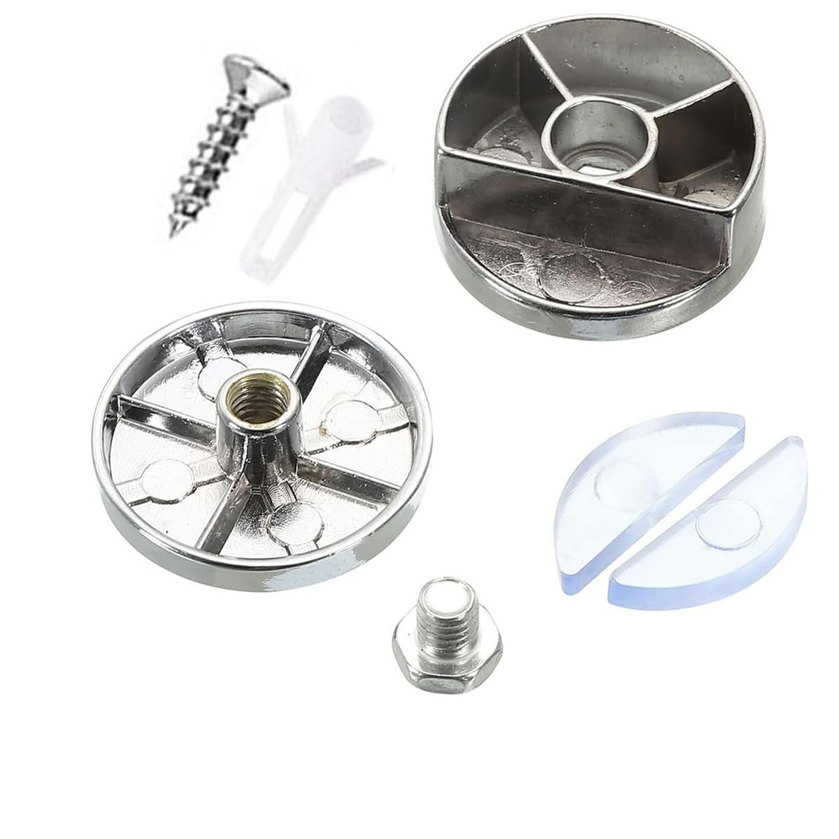 Zinc Alloy Wall-Mounted Mirror Clips Set - Round Glass Support Brackets for Bathroom and Home