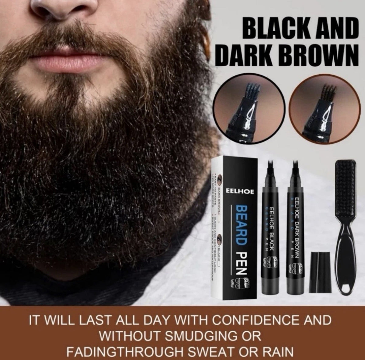 Waterproof Beard Pencil Filler Pen Hair Moustache Eyebrow Pocket