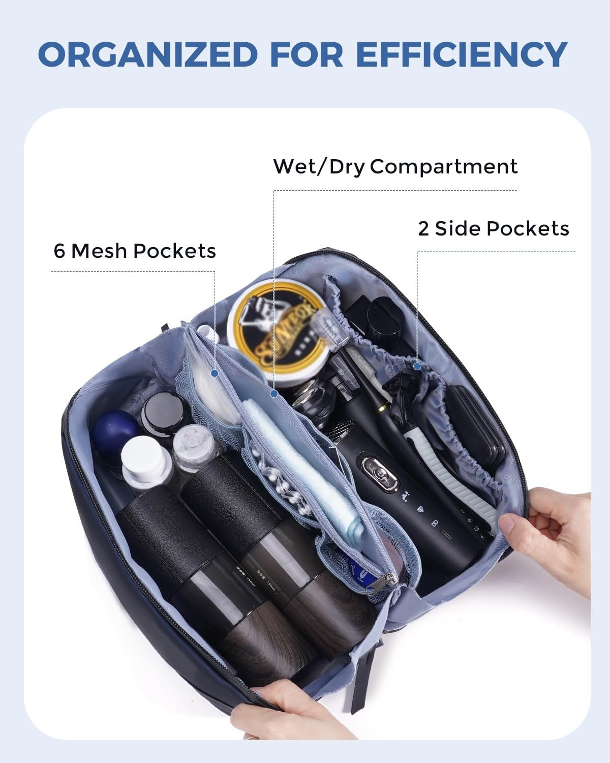 PU Leather Men's Toiletry Bag with Detachable Waterproof Hanging Pouch